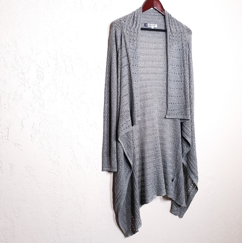 Jennifer Lopez Metallic Gray Knit Duster Cardigan Size XS